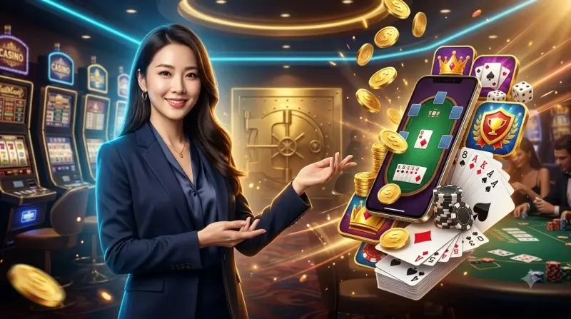 bo-bai-tay-xoe-ra-voi-cac-bieu-tuong-game-bai-pho-bien-va-chip-vang Bộ bài tây xòe ra với các biểu tượng game bài phổ biến và chip vàng